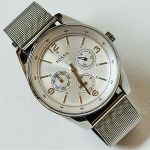 Fossil Big Face 40mm Women's Multifunction Watch Silver Stainless Mesh BQ1070